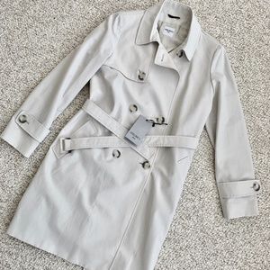 NWT Cinzia Rocca Due Trench in Light Stone, Sz 12